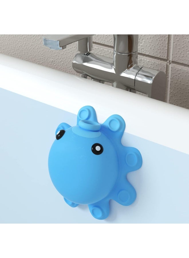 ChicAbode Bathtub Overflow Drain Cover, Silicone Bathroom Overflow Drain Cover, Bath Tub Overflow Cover, Bathroom Spa Accessories, Adds Inches of Water for Deeper Warmer Bath, Blue - Image 1